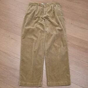 Polo Ralph Lauren Andrew Pants Size 34x30 Khaki Tan Corduroy Pleated Preppy